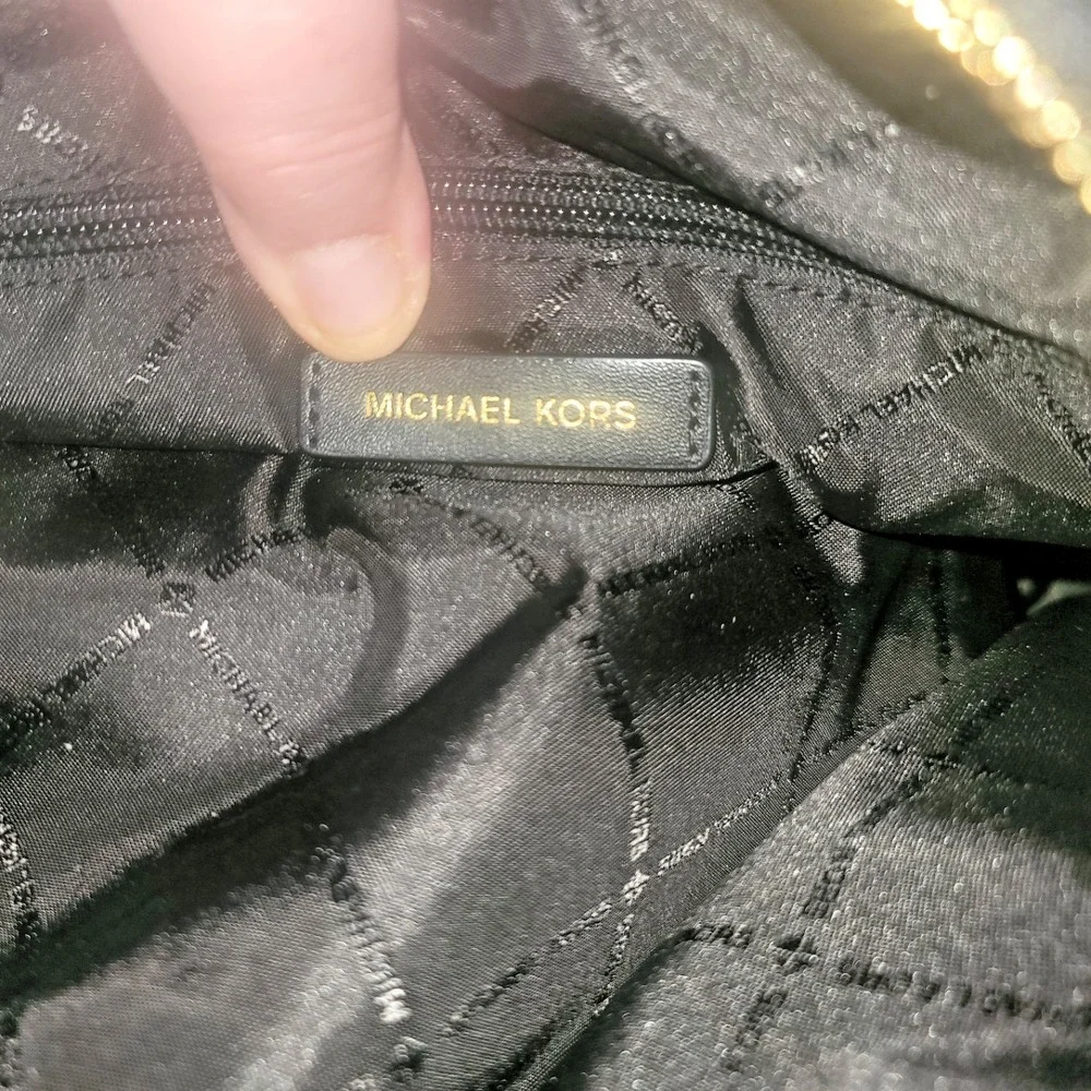 Michael Kors Austen Medium Leather Satchel Purse, Black